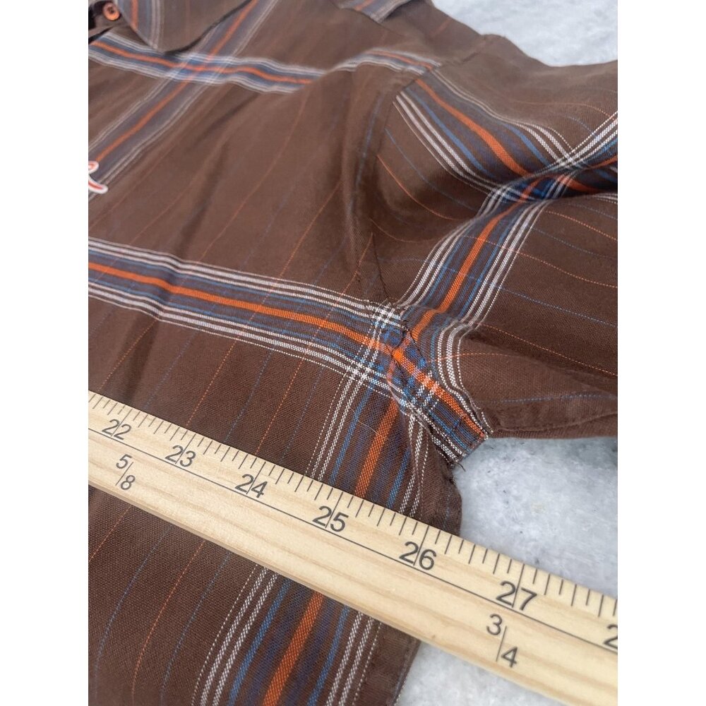 Rocawear Shirt Mens XL Brown Plaid Button‎ Front Short Sleeve Casual Streetwear - Picture 6 of 9